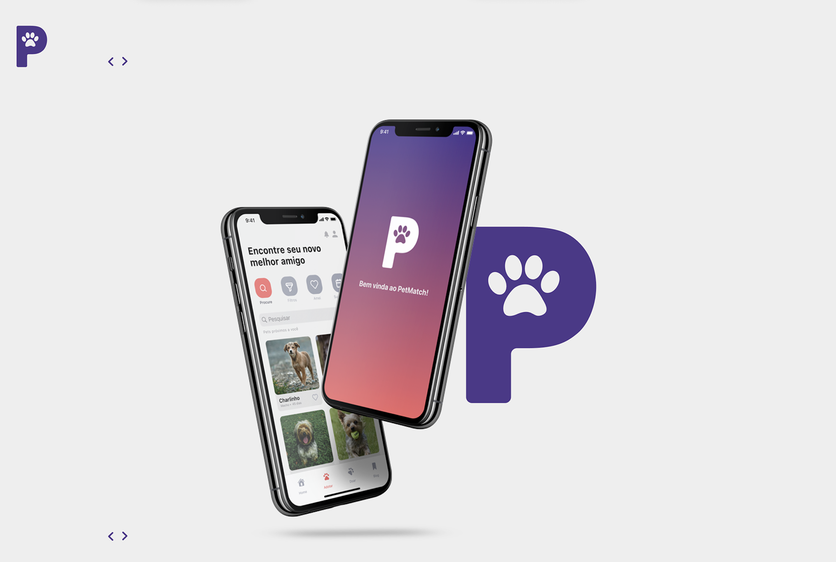 App for pet adoption on a mockup.